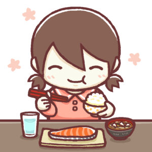 食事する女の子イラスト