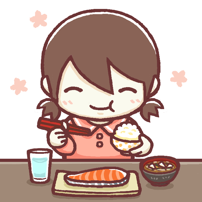 食事する女の子イラスト