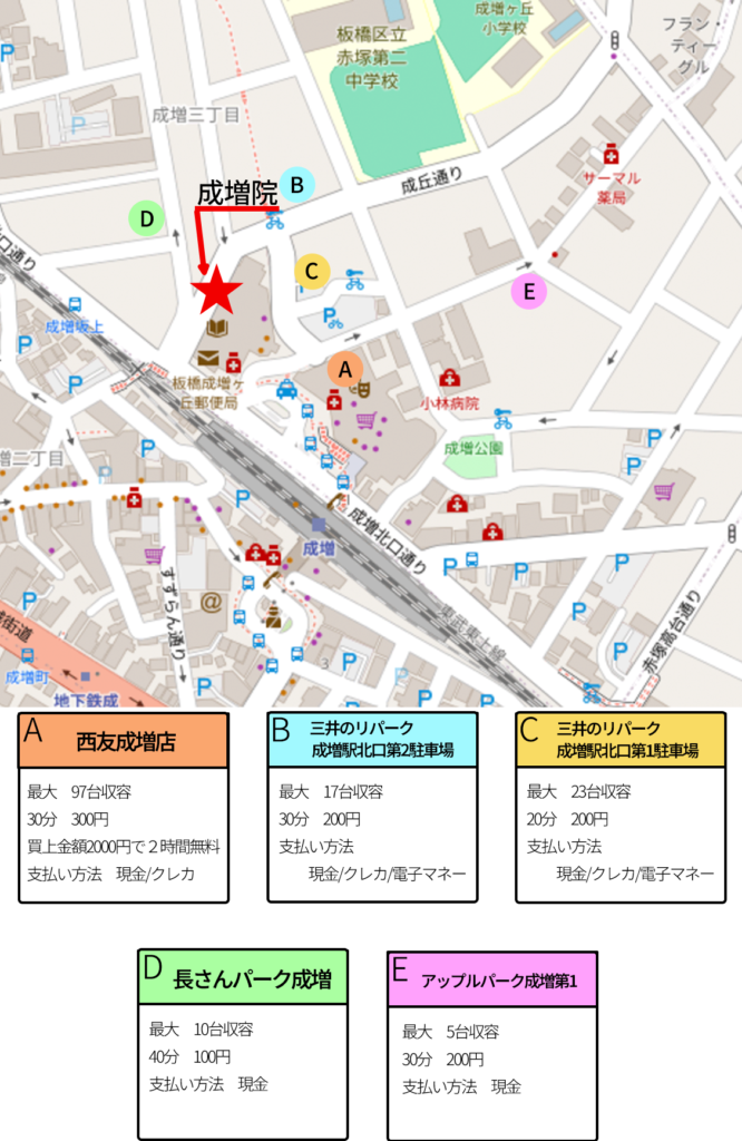 成増・和光・赤塚の巻き爪専門院 東京巻き爪矯正院 成増院 駐車場SP